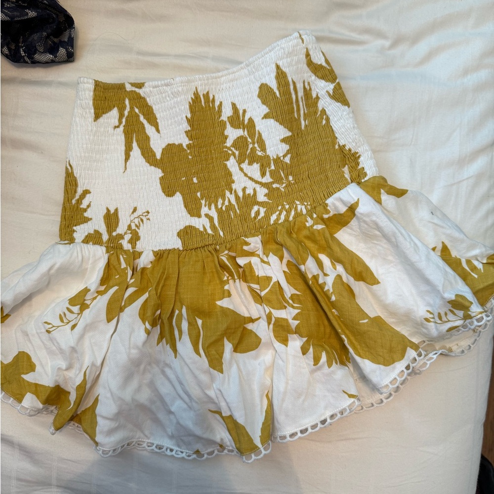 One and Only Floral White and Yellow Skirt